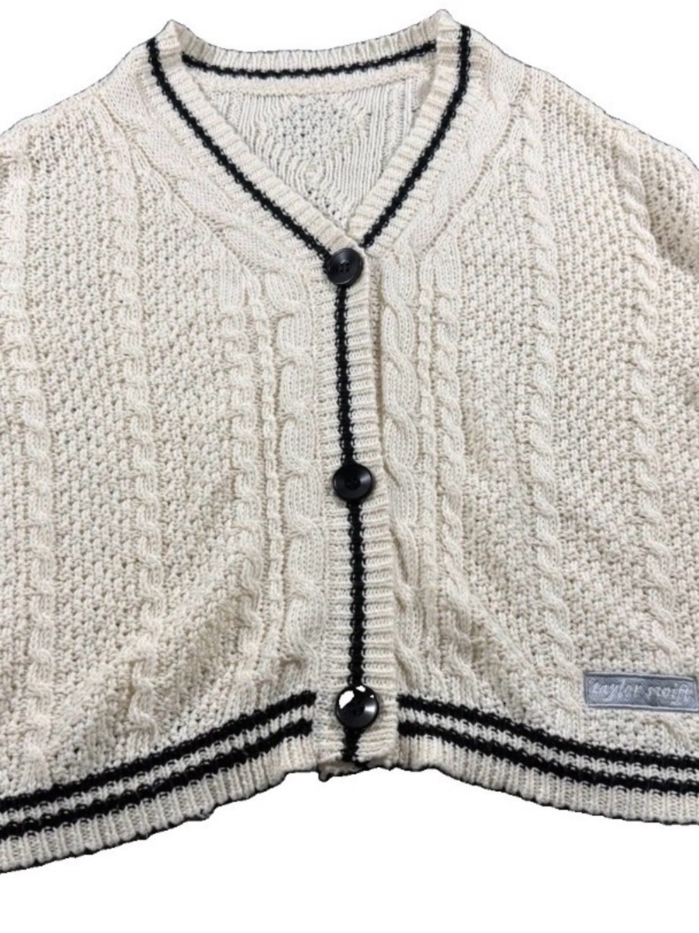 Taylor Swift Inspired Folklore Cardigan Cream Cable Knit Silver Stars Sz Med